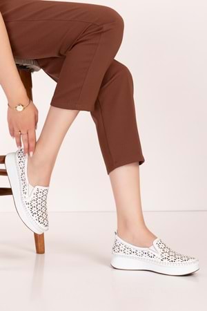 Gondol Hakiki Deri Rahat Yazlık Ayakkabı kla.15 - Beyaz - 36