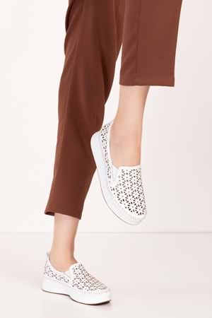 Gondol Hakiki Deri Rahat Yazlık Ayakkabı kla.15 - Beyaz - 36