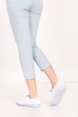 Gondol Hakiki Deri Rahat Esnek Hafif Taban Yazlık Ayakkabı kla.3622 - Beyaz - 39