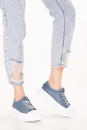 Gondol Hakiki Deri Günlük Hafif Taban Spor Ayakkabı zx.1104 - Mavi - 36