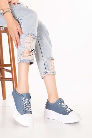 Gondol Hakiki Deri Günlük Hafif Taban Spor Ayakkabı zx.1104 - Mavi - 36