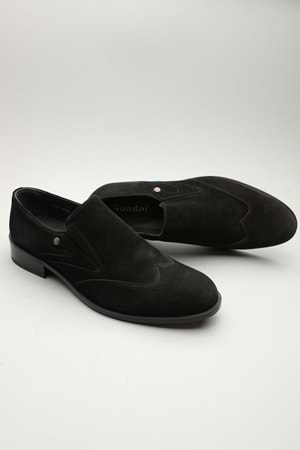 Gondol Erkek Hakiki Deri Klasik Kösele Siyah Süet 41 ttx.173