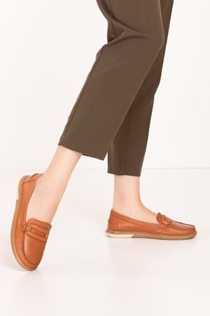 Gondol Kadın Hakiki Deri Günlük Rahat Klasik Ayakkabı hl.24105 - Taba - 40