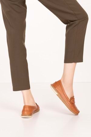 Gondol Kadın Hakiki Deri Günlük Rahat Klasik Ayakkabı hl.24105 - Taba - 40