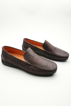 Gondol Erkek Hakiki Deri Klasik Loafer Kahve Croco 43 ttx.601170