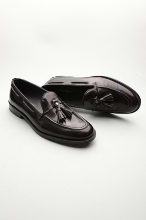 Gondol Erkek Hakiki Deri Klasik Loafer Bordo 41 ttx.601182