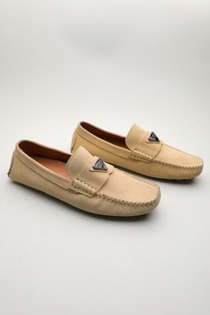 Gondol Erkek Hakiki Deri Klasik Loafer Bej Yeşil 42 ttx.601187