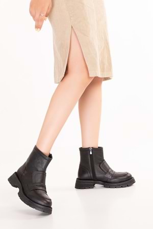 Gondol Hakiki Deri Günlük Şık Bot Bethany - Siyah - 37