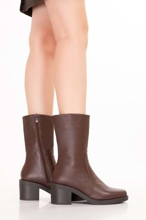Gondol Hakiki Deri Günlük Şık Uzun Bot Wanda - Kahverengi - 37