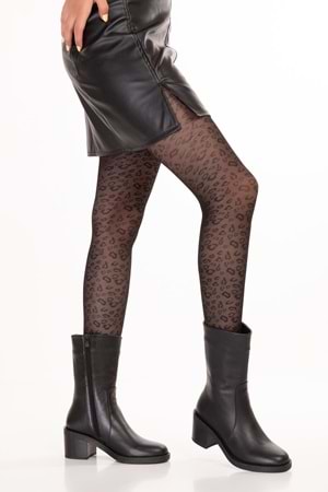 Gondol Hakiki Deri Günlük Şık Uzun Bot Wanda - Siyah - 39