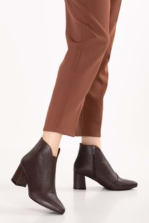 Gondol %100 Hakiki Deri Topuklu Bot Shelby - Kahverengi - 38