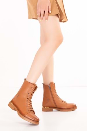 Gondol Hakiki Deri Metal Topuk Detaylı Bot Domenica - Taba - 38