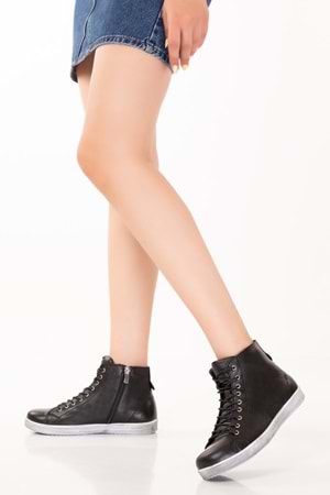 Gondol Hakiki Deri Günlük Hafif Yumuşak Spor Bot Zetia - Siyah - 40