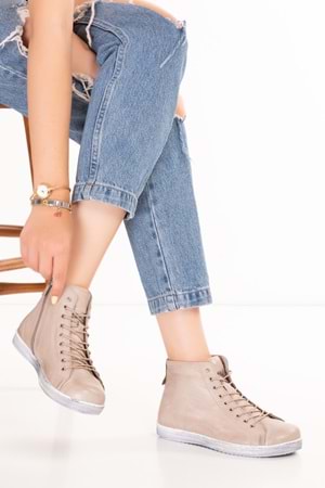 Gondol Hakiki Deri Günlük Hafif Yumuşak Spor Bot Zetia - Vizon - 40