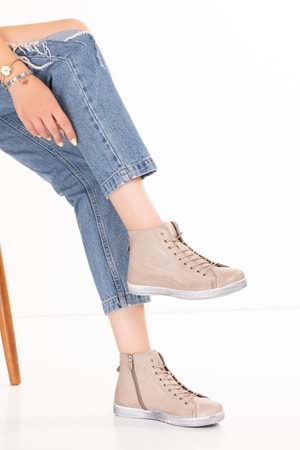 Gondol Hakiki Deri Günlük Hafif Yumuşak Spor Bot Zetia - Vizon - 40