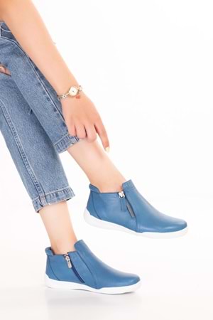 Gondol Hakiki Deri Günlük Hafif Yumuşak Spor Bot Zelina - Mavi - 38