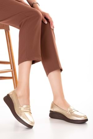 Gondol Hakiki Deri Anatomik Taban Rahat Ayakkabı usl.2170 - Gold - 36