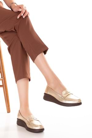 Gondol Hakiki Deri Anatomik Taban Rahat Ayakkabı usl.2170 - Gold - 36