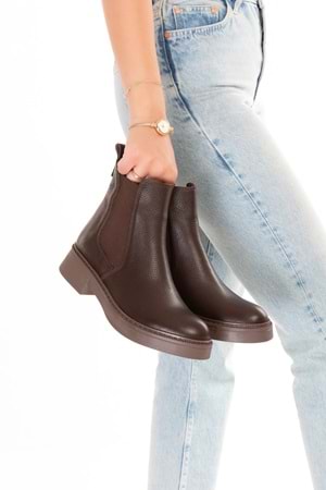 Gondol Hakiki Deri Çift Lastikli Günlük Hafif Bot Shakira - Kahverengi - 37