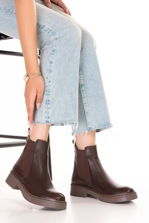 Gondol Hakiki Deri Çift Lastikli Günlük Hafif Bot Shakira - Kahverengi - 39