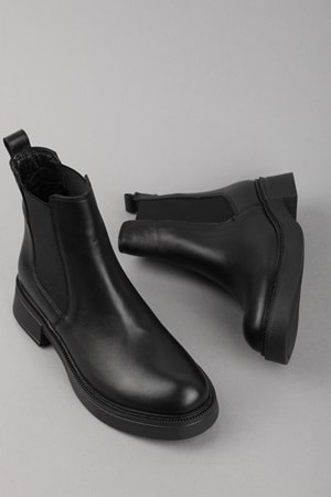 Gondol Hakiki Deri Çift Lastikli Günlük Hafif Bot Shakira - Siyah - 37