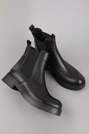 Gondol Hakiki Deri Çift Lastikli Günlük Hafif Bot Shakira - Siyah - 37