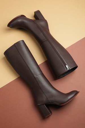 Gondol Kadın Klasik Topuklu Çizme mad.1256 - Kahverengi - 37