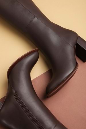 Gondol Kadın Klasik Topuklu Çizme mad.1256 - Kahverengi - 37