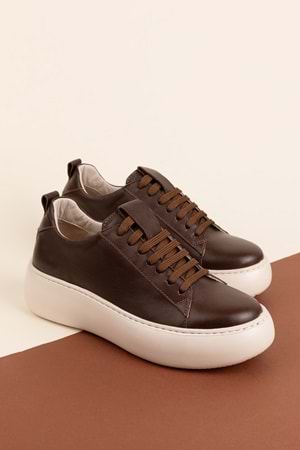 Gondol Hakiki Deri Anatomik Taban Spor Ayakkabı Alessandora - Kahverengi - 35