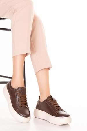 Gondol Hakiki Deri Anatomik Taban Spor Ayakkabı Alessandora - Kahverengi - 35