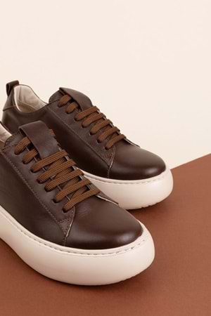 Gondol Hakiki Deri Anatomik Taban Spor Ayakkabı Alessandora - Kahverengi - 35