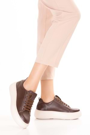 Gondol Hakiki Deri Anatomik Taban Spor Ayakkabı Alessandora - Kahverengi - 38