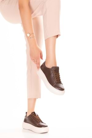 Gondol Hakiki Deri Anatomik Taban Spor Ayakkabı Alessandora - Kahverengi - 38