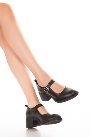 Gondol Kadın Hakiki Deri Rahat Orta Topuklu Ayakkabı ndr.26201 - Siyah - 40