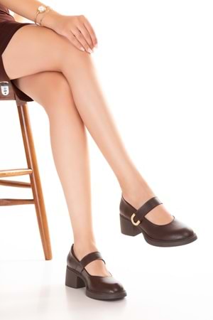 Gondol Kadın Hakiki Deri Rahat Orta Topuklu Ayakkabı ndr.26203 - Kahverengi - 38