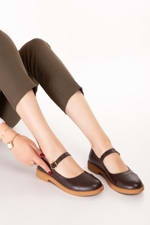 Gondol Hakiki Deri Günlük Klasik Makosen Babet Ayakkabı alb.406 - Kahverengi - 36