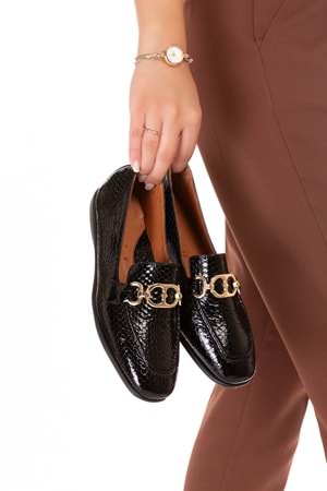 Gondol Hakiki Deri Esnek Rahat Taban Yumuşak Deri Rahat Loafer alb.209 - Siyah Petek - 38