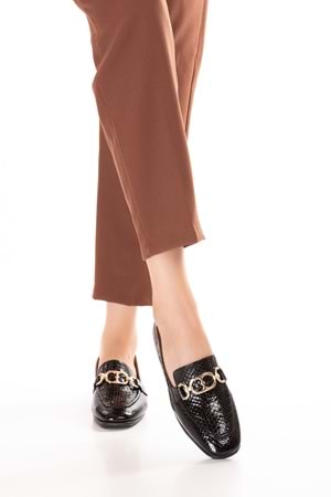 Gondol Hakiki Deri Esnek Rahat Taban Yumuşak Deri Rahat Loafer alb.209 - Siyah Petek - 38