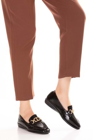 Gondol Hakiki Deri Esnek Rahat Taban Yumuşak Deri Rahat Loafer alb.209 - Siyah Petek - 38