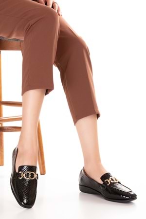 Gondol Hakiki Deri Esnek Rahat Taban Yumuşak Deri Rahat Loafer alb.209 - Siyah Petek - 38