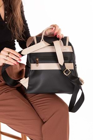 Gondol Kadın Taş Detaylı Günlük Sırt Çantası vp.730 - Siyah - TEK EBAT