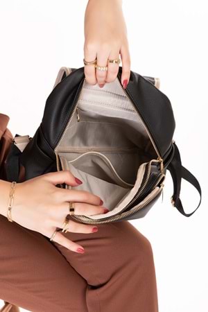 Gondol Kadın Taş Detaylı Günlük Sırt Çantası vp.730 - Siyah - TEK EBAT