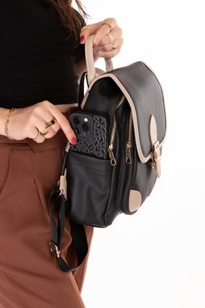 Gondol Kadın Taş Detaylı Günlük Sırt Çantası vp.730 - Siyah - TEK EBAT