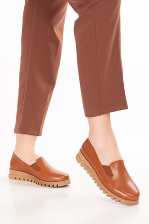 Gondol Hakiki Deri Kaymaz Taban Rahat Casual Ayakkabı mlk.849 - Taba - 36