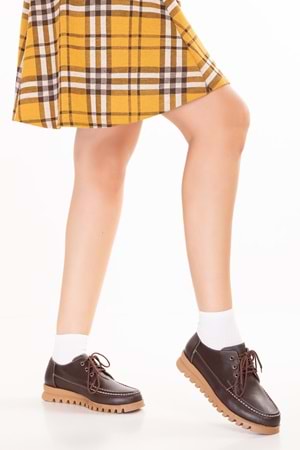 Gondol Hakiki Deri Kaymaz Taban Rahat Casual Ayakkabı mlk.5080 - Kahverengi - 36