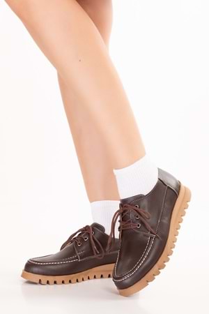 Gondol Hakiki Deri Kaymaz Taban Rahat Casual Ayakkabı mlk.5080 - Kahverengi - 36