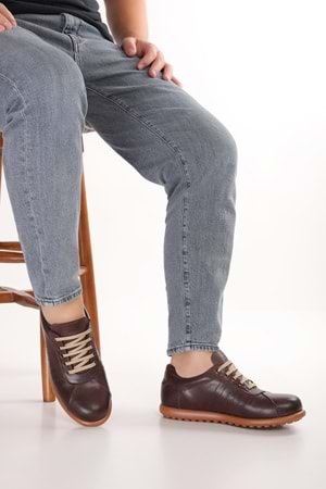 Gondol Içi Dışı Hakiki Deri Günlük Rahat Casual Ayakkabı Pelotaz - Kahverengi - 39