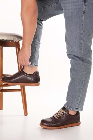 Gondol Içi Dışı Hakiki Deri Günlük Rahat Casual Ayakkabı Pelotaz - Kahverengi - 39