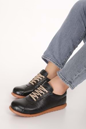 Gondol Içi Dışı Hakiki Deri Günlük Rahat Casual Ayakkabı Pelotaz - Siyah - 41