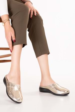 Gondol Kadın Hakiki Deri Rahat Dolgu Topuklu Sabo Ev Terlik özl.323 - Dore - 36